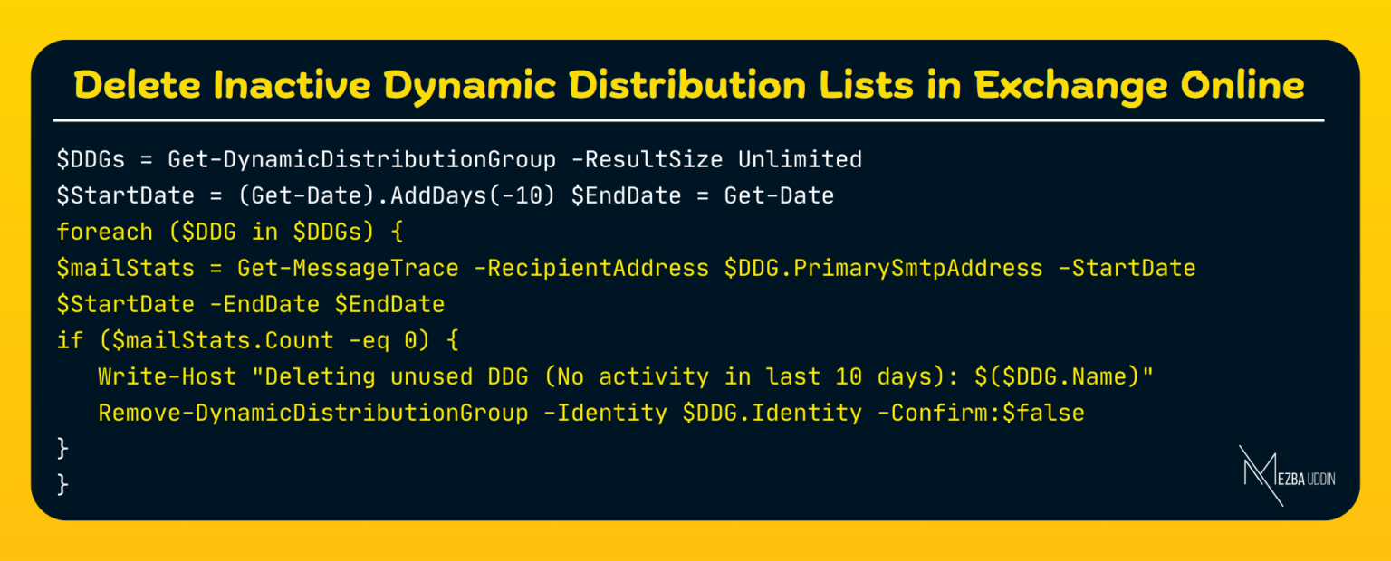 Remove Inactive Dynamic Distribution Lists in Exchange Online - Mezba Uddin