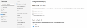 Select Email Alias in Outlook for Web