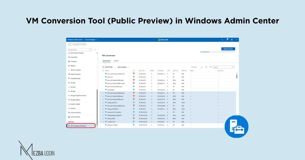 VM Conversion Tool in Windows Admin Center (Public Preview) -