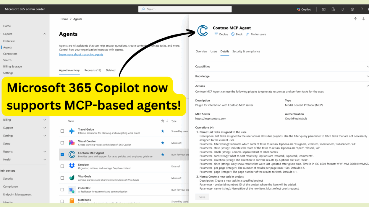 Microsoft 365 Copilot now supports MCP-based agents