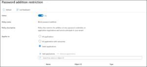 Manage Application Management Policies in Microsoft Entra 3 1 Password additoin restriction