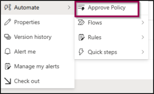 Quick Step in SharePoint Online: Automate Without Building a Single Flow 7 6 approve policy button