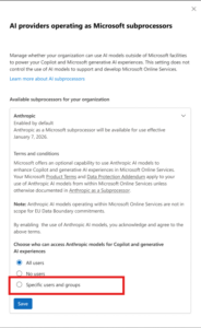 Enable Third-Party AI Model Access for Specific Users in Microsoft 365 Copilot 2 Microsoft 365 Copilot third-party AI model access