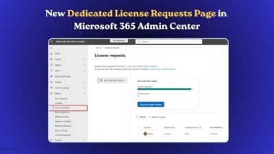 new license requests page in admin center