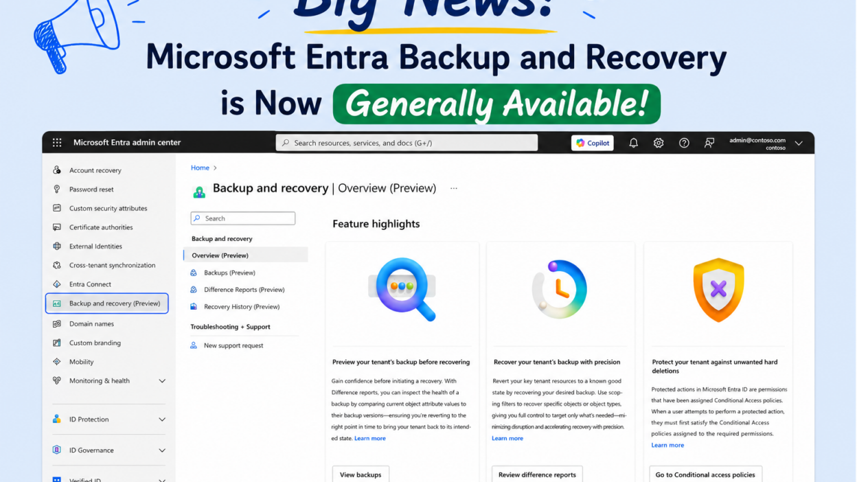 Microsoft Entra Backup and Recovery is Generally Available