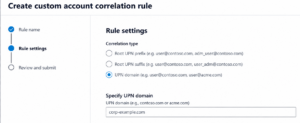 Account Correlation Rules in Microsoft Defender 4 add custom account correlation rule settings
